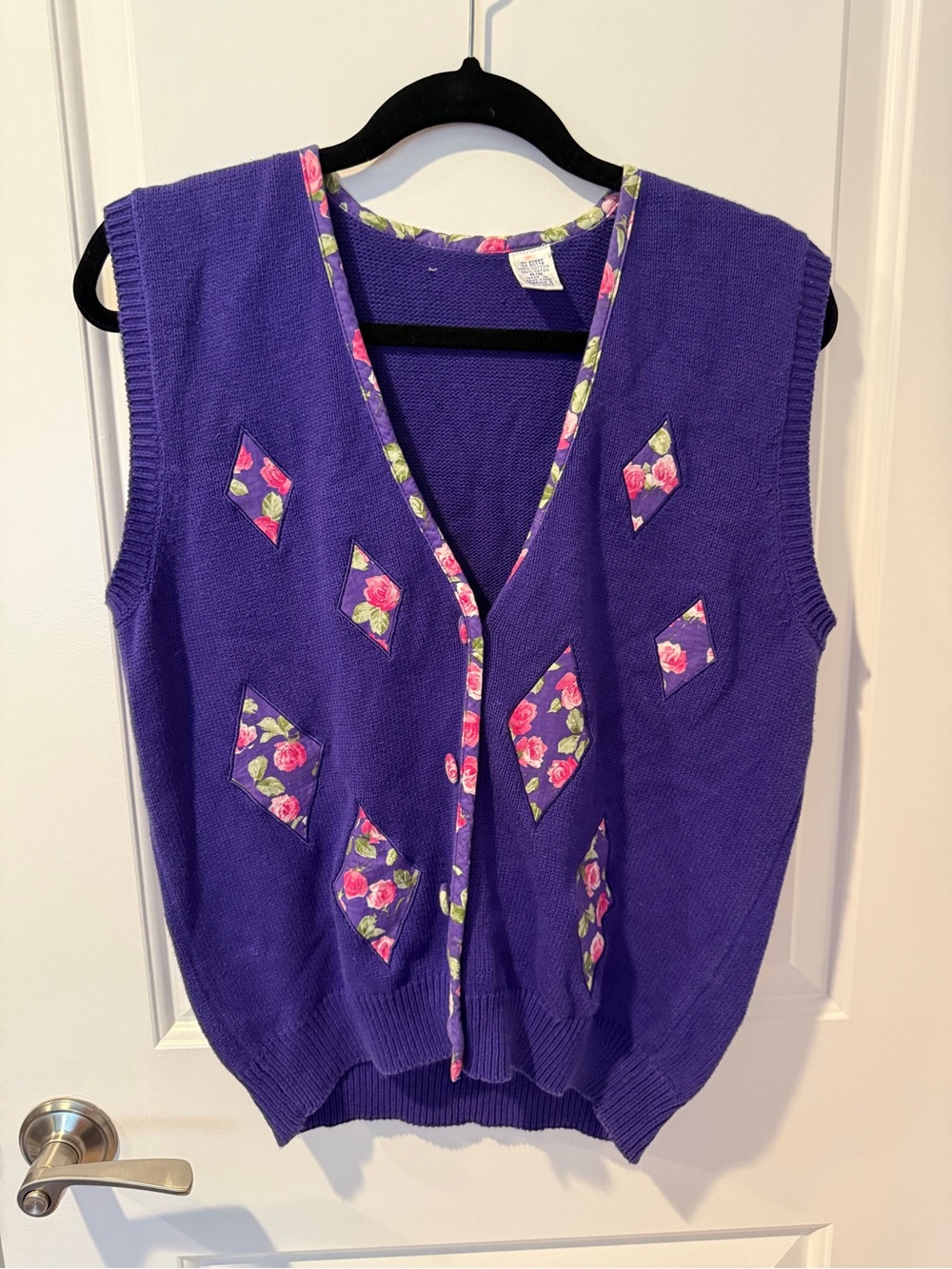 Purple Floral-Accent Women's Sweater Vest